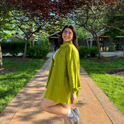 Linen Long-Sleeve Button-Up - Matcha *Clearance Sale*