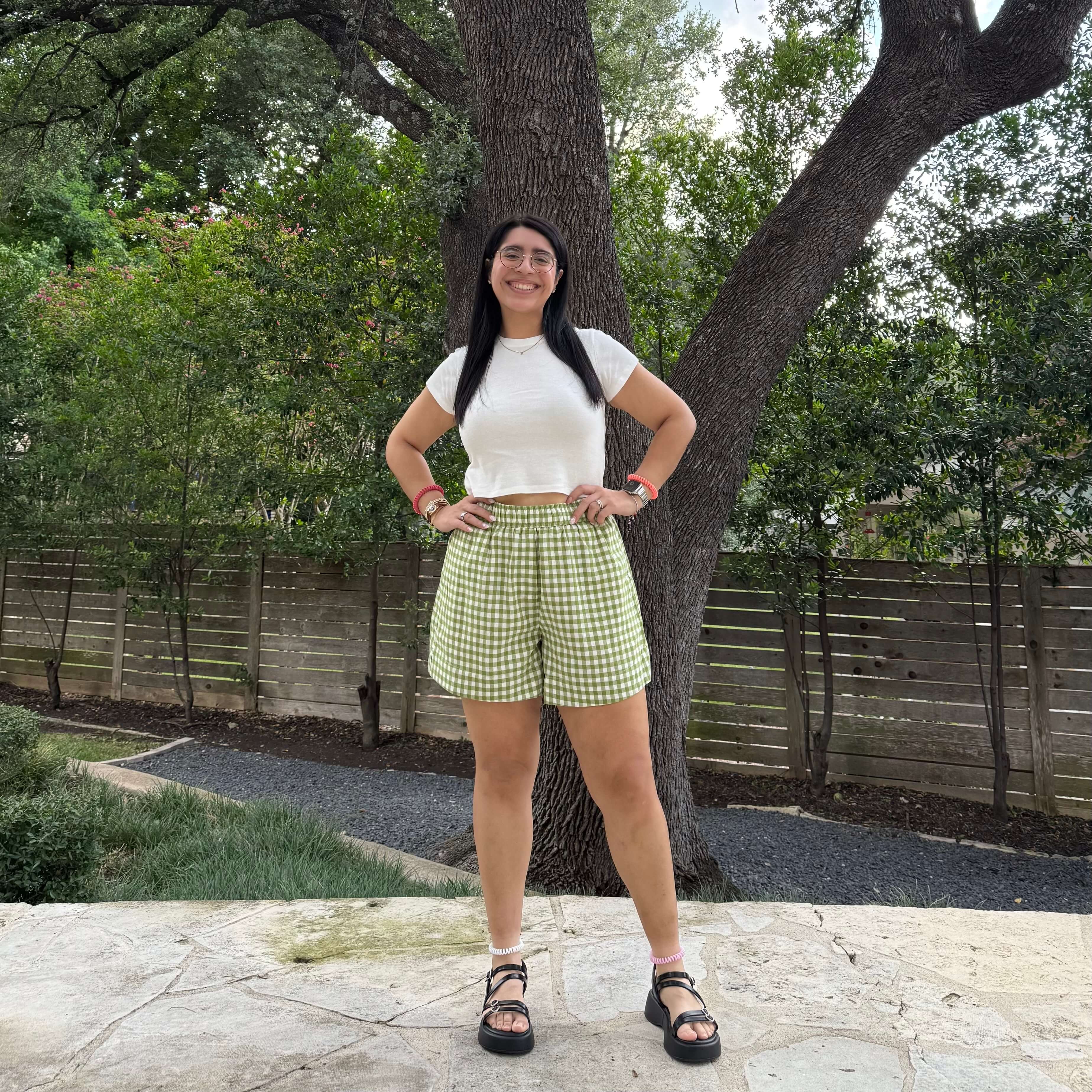 Summer Gingham Shorts - Matcha