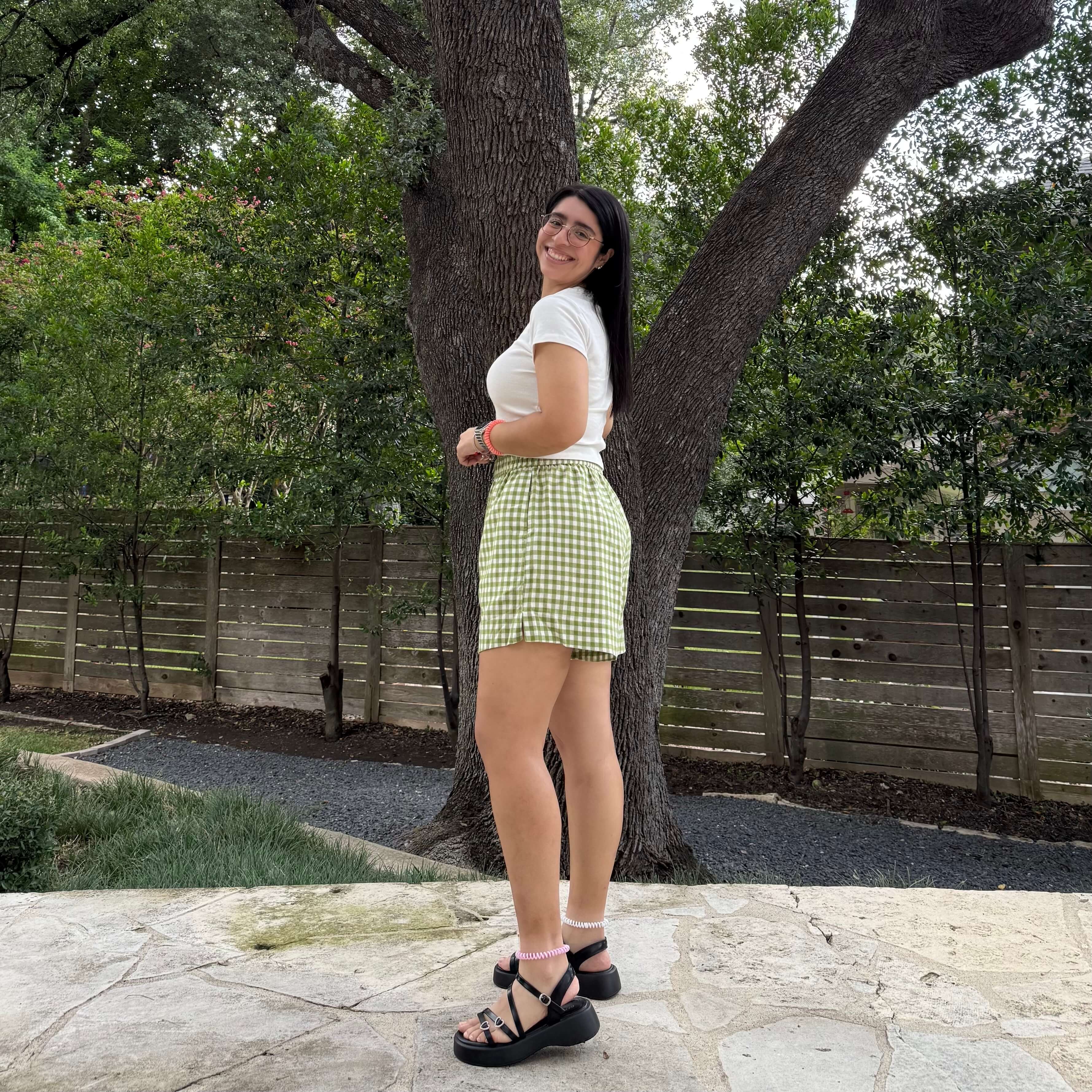 Summer Gingham Shorts - Matcha