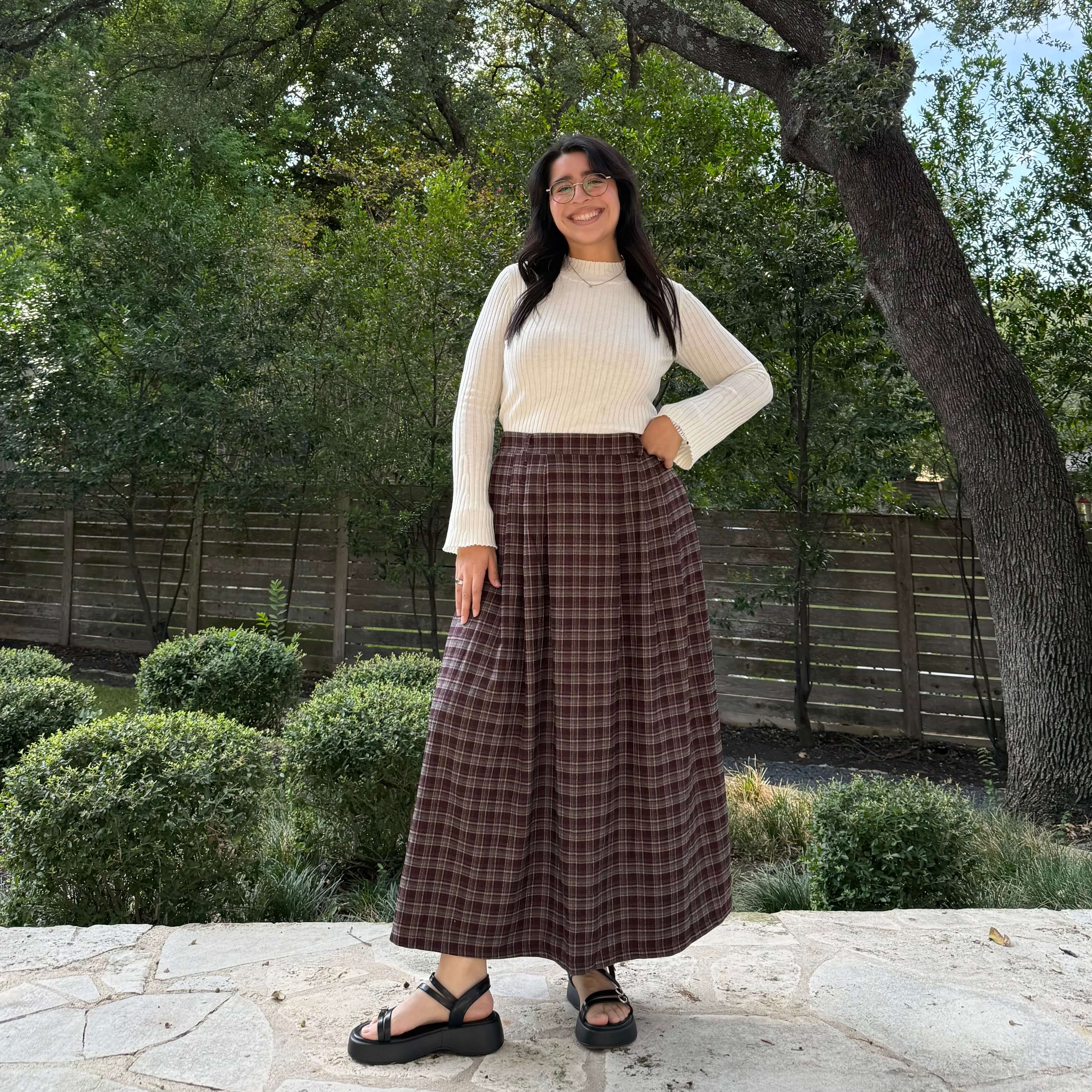 Harvest Moon Skirt - Cranberry Plaid