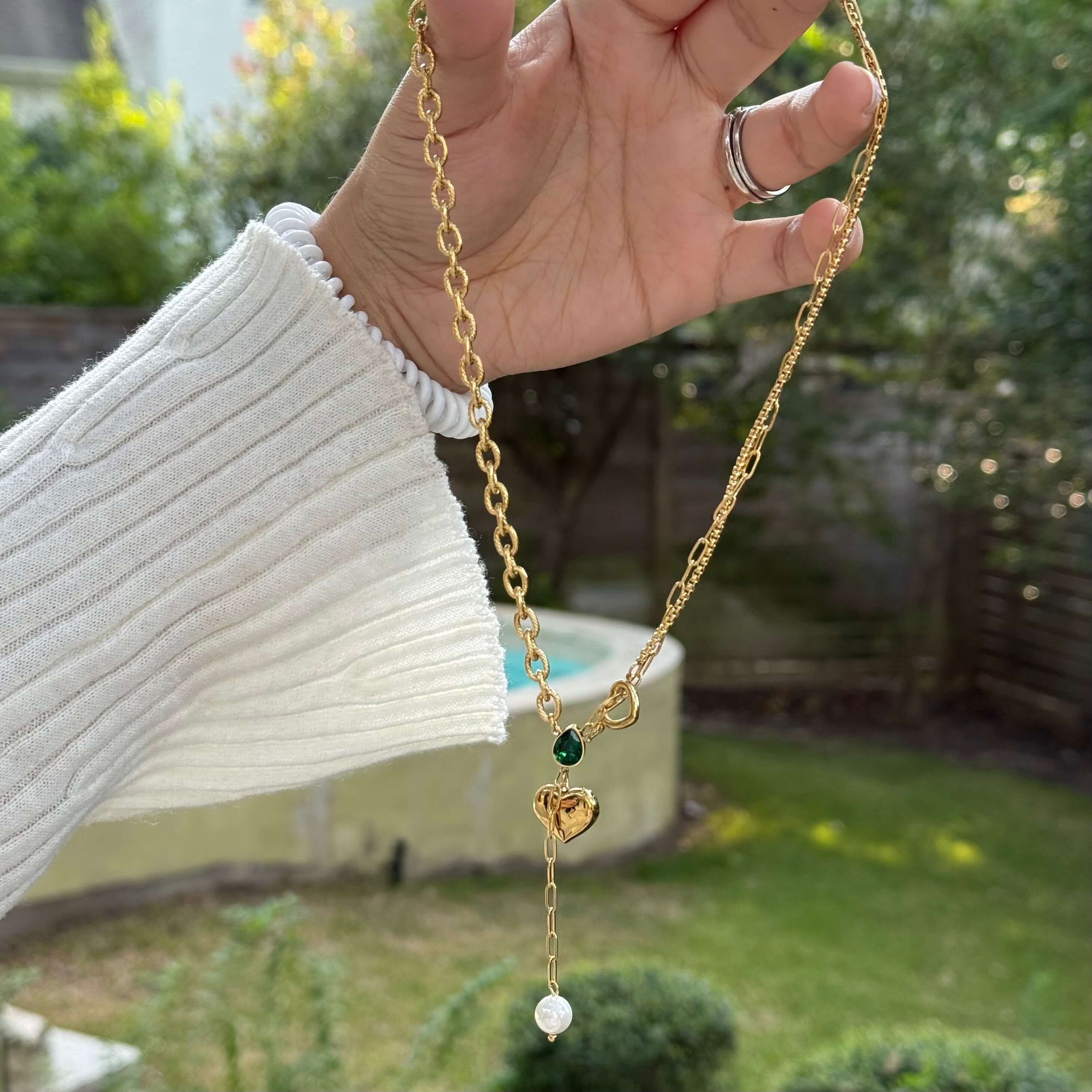 Heart of Gold Necklace - Emerald *Clearance Sale*