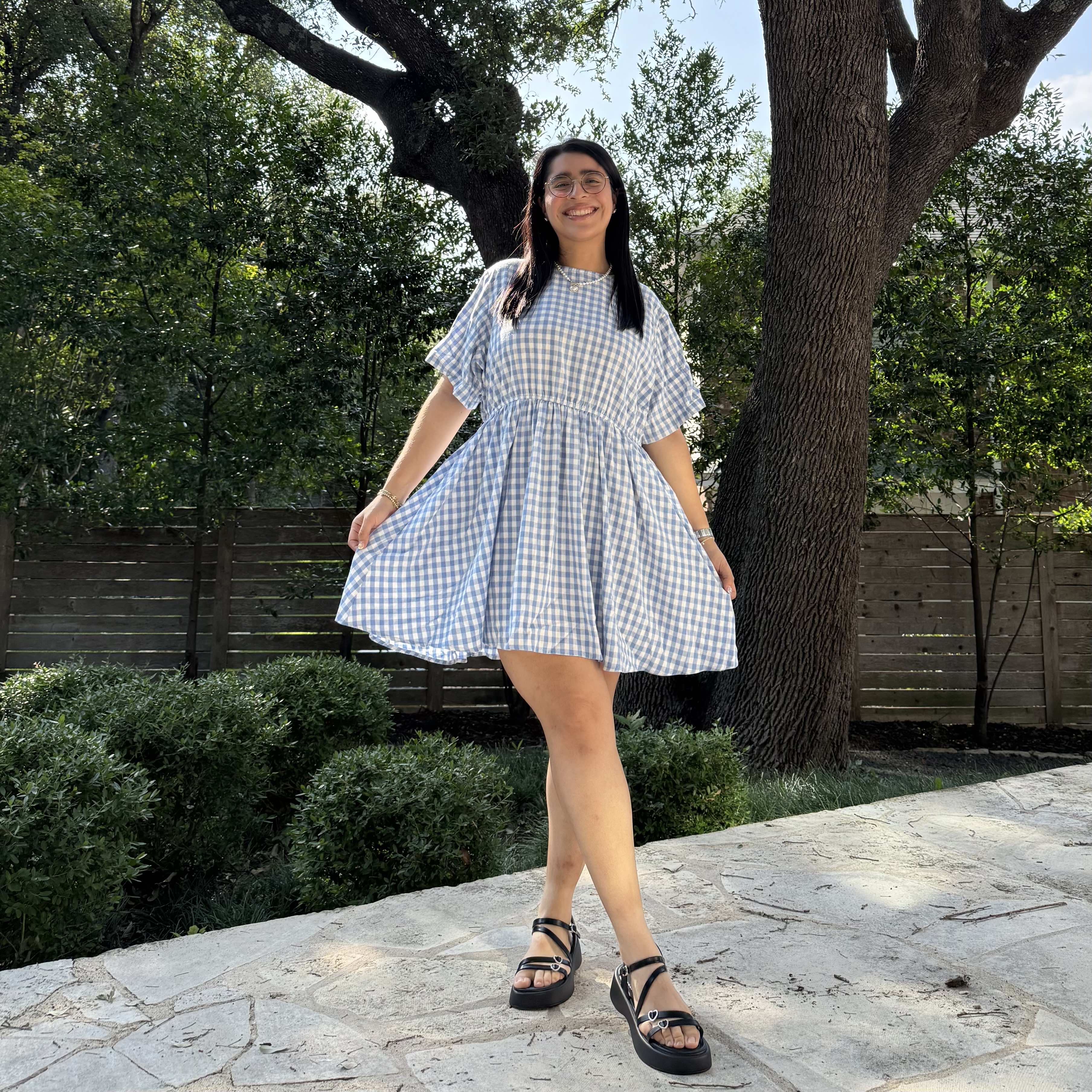 Gingham Dress - Sky